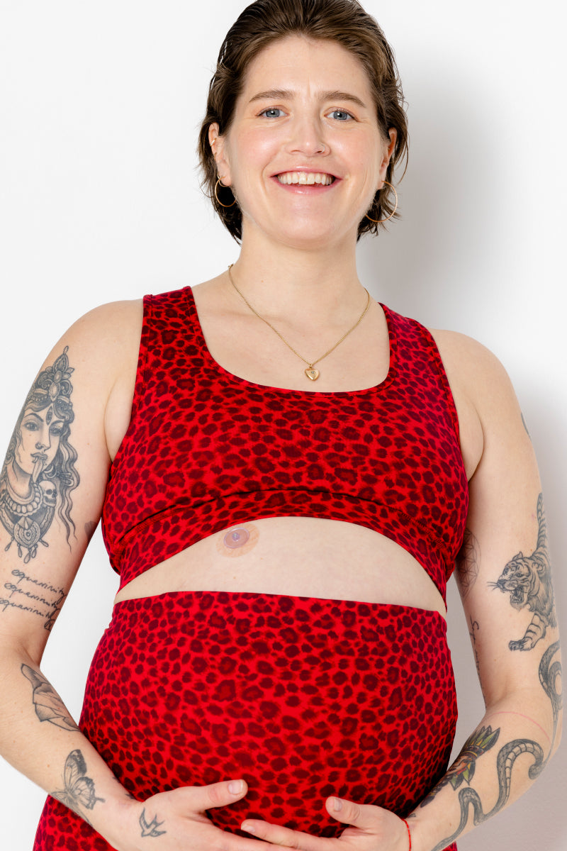 Maternity Leggings Leo Red | Hey Honey Yoga & Active Wear