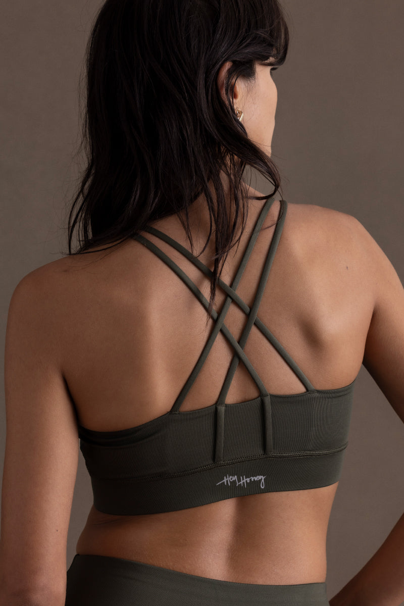 Criss-Cross Bra Forest Night | Hey Honey Yoga & Active Wear