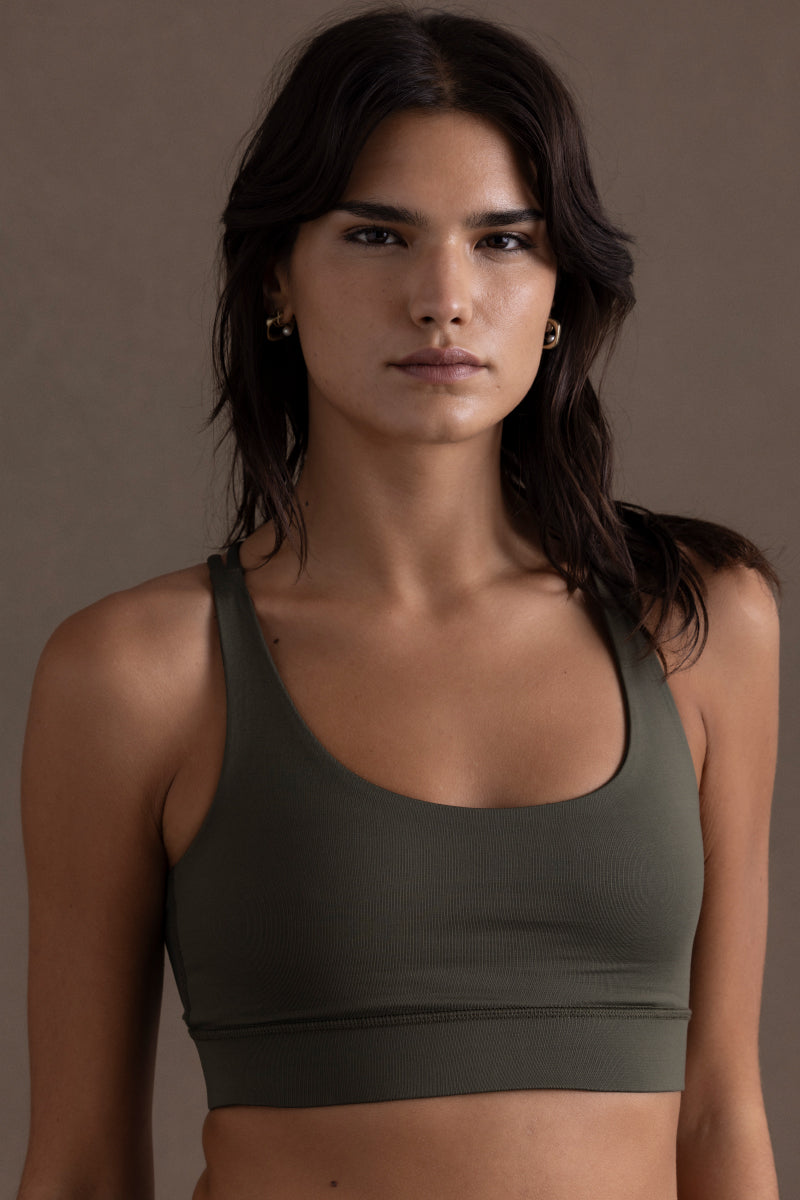 Criss-Cross Bra Unicolor Forest Night | Hey Honey Yoga & Active Wear