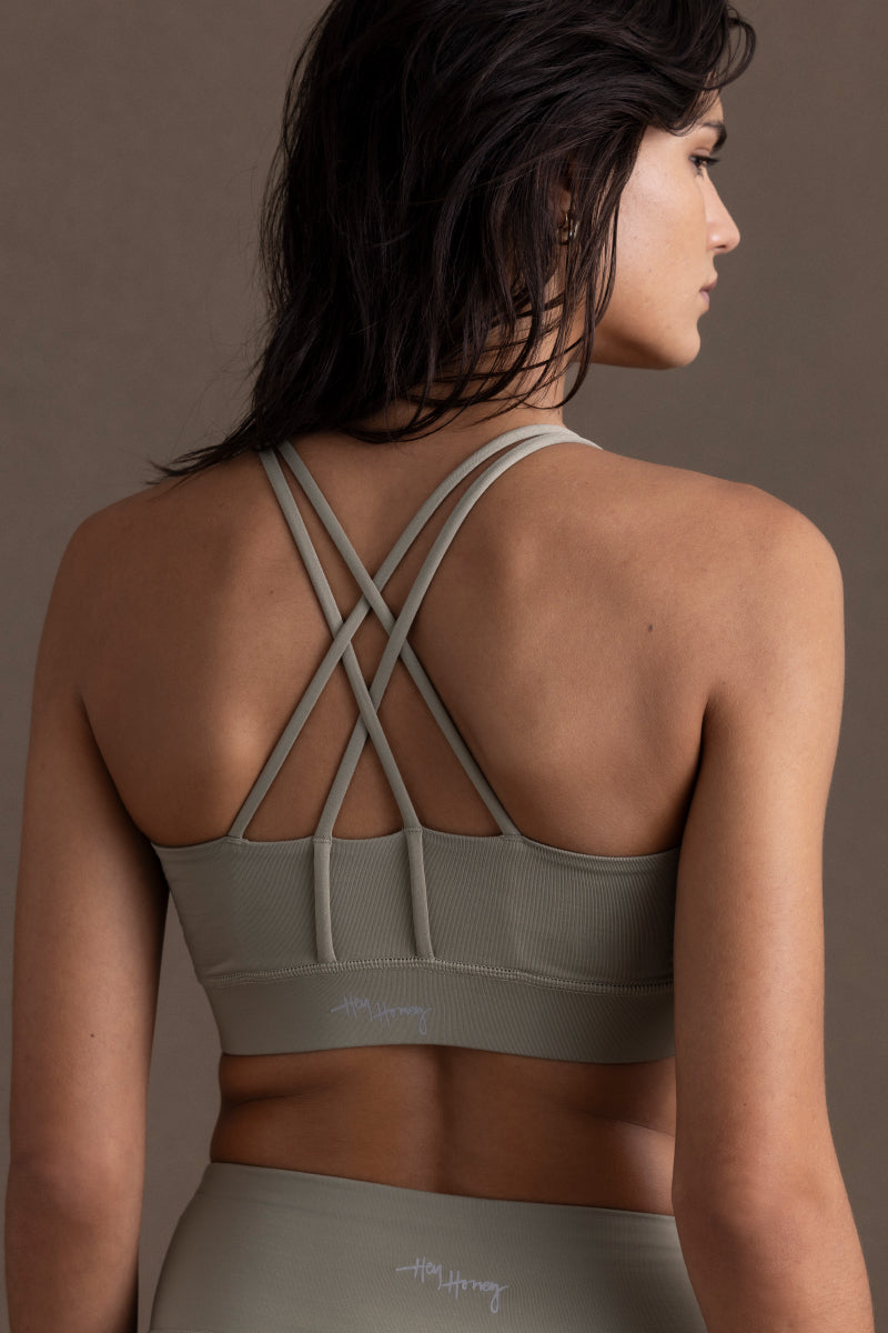 Criss-Cross Bra Vetiver | Hey Honey Yoga & Active Wear