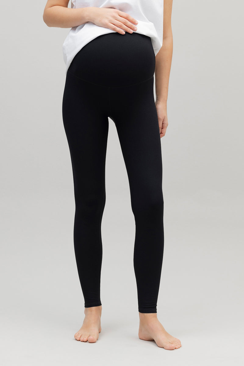 High-Waist Maternity Leggings Ribbed Black | Hey Honey & Active Wear