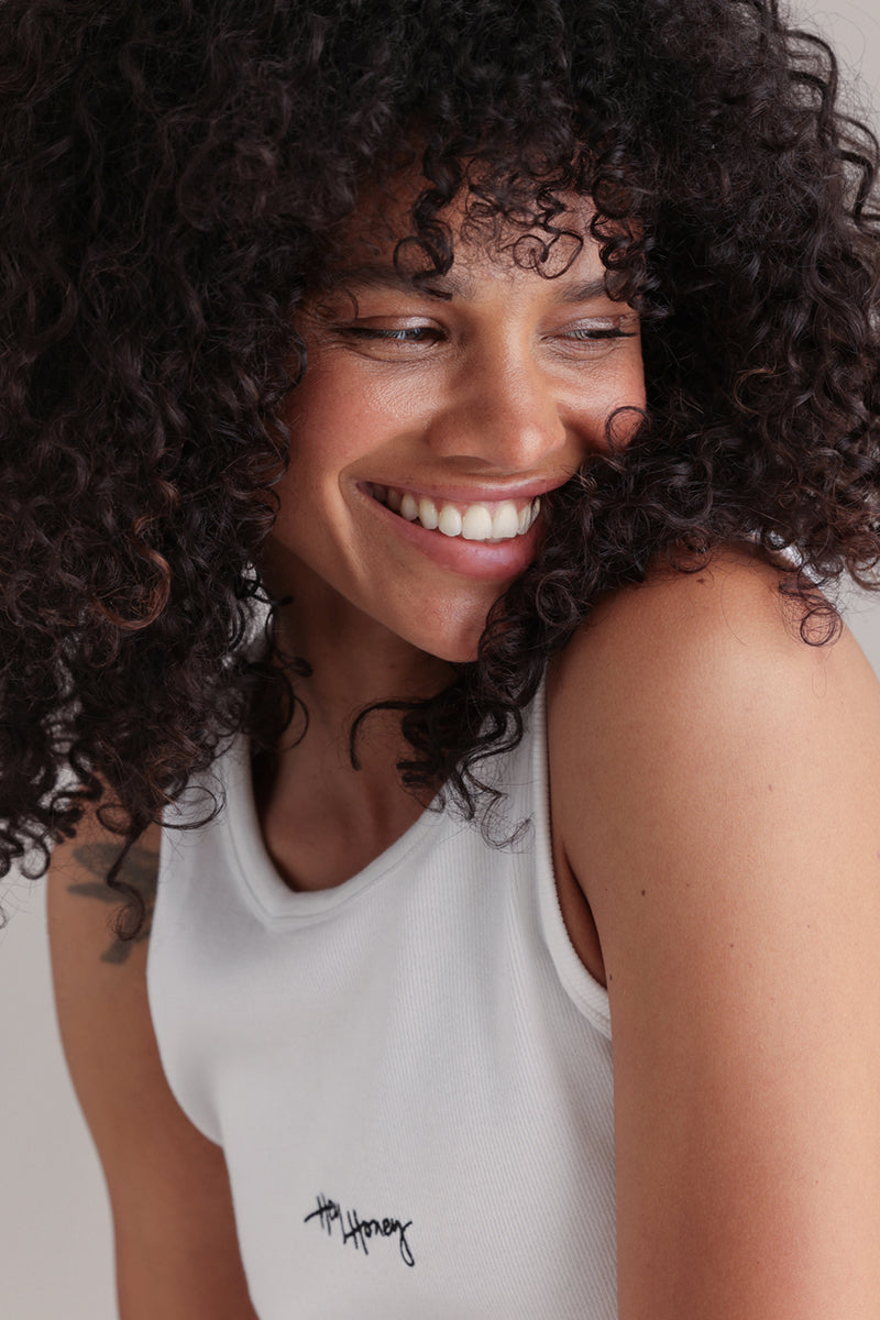 Rib Tank White | Hey Honey & Active Wear