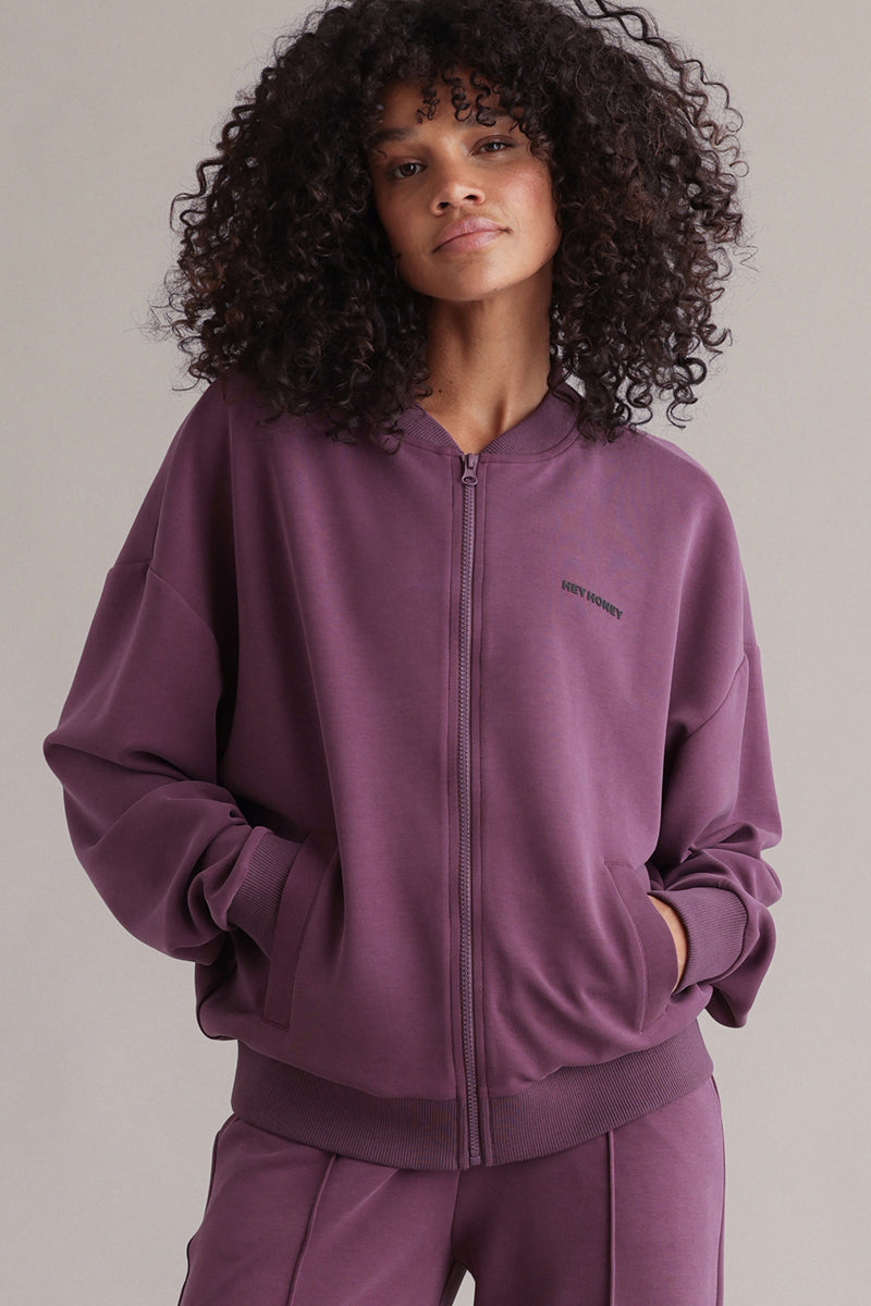 Bomber Jersey Jacket Italian Plum | Hey Honey & Active Wear