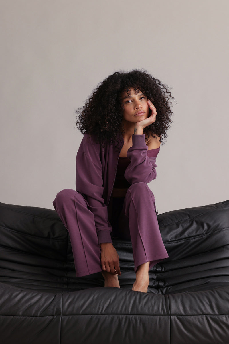 Bomber Jersey Jacket Italian Plum | Hey Honey & Active Wear