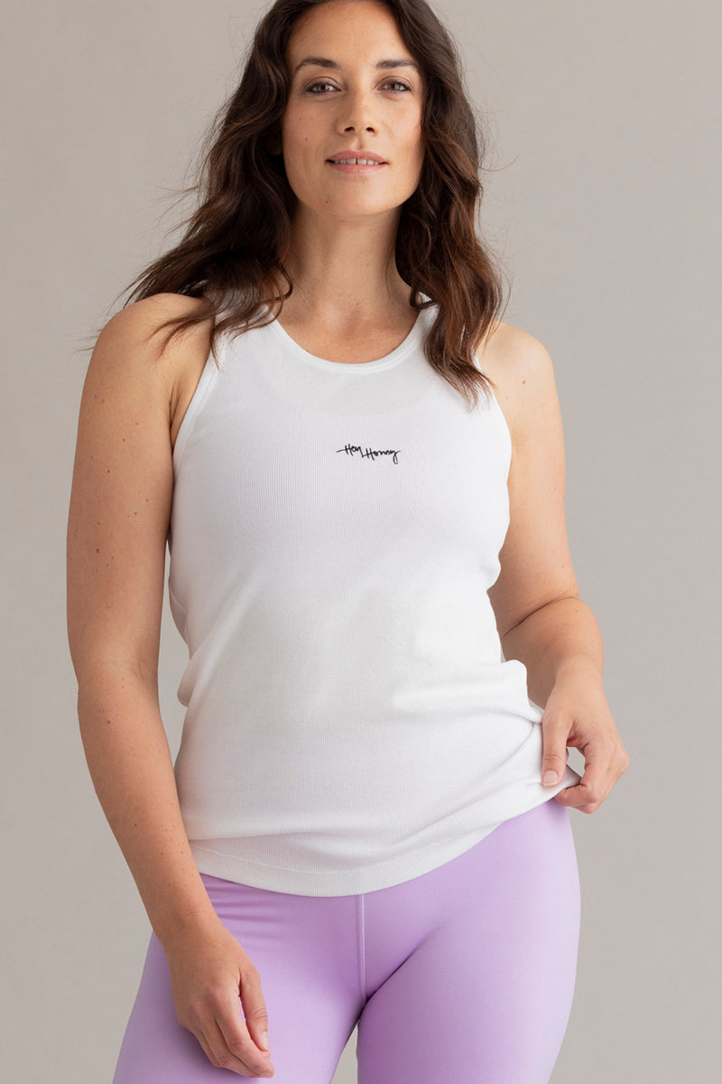 Rib Tank White | Hey Honey & Active Wear