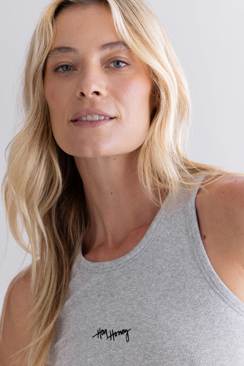 Rib Tank Grey Melange | Hey Honey & Active Wear
