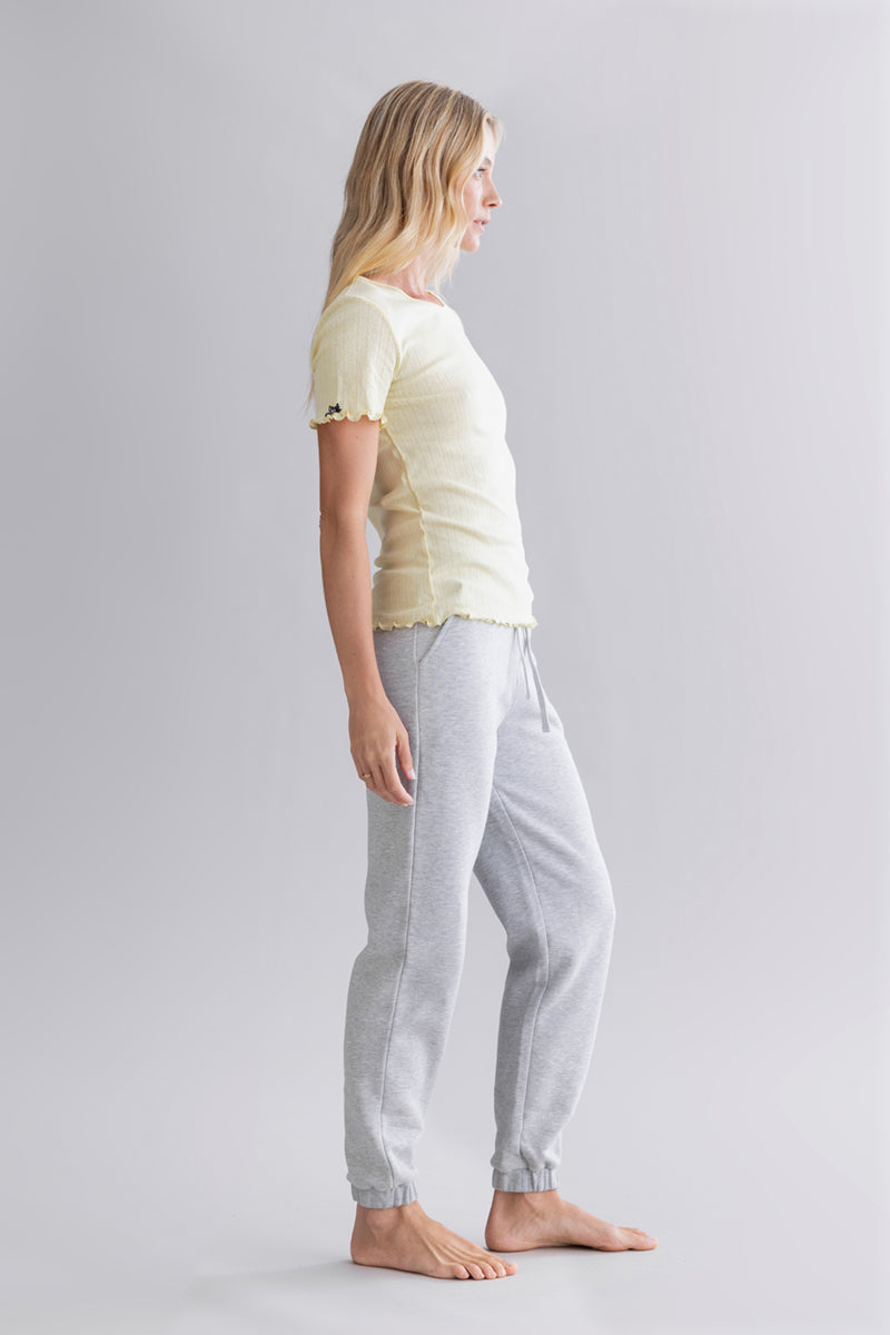 T-Shirt Pointelle Pastel Yellow | Hey Honey & Active Wear