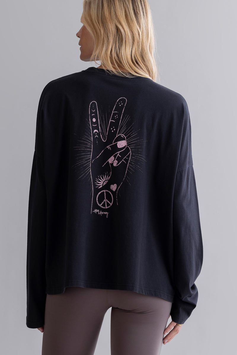 Oversized Longsleeve Peace Black | Hey Honey & Active Wear
