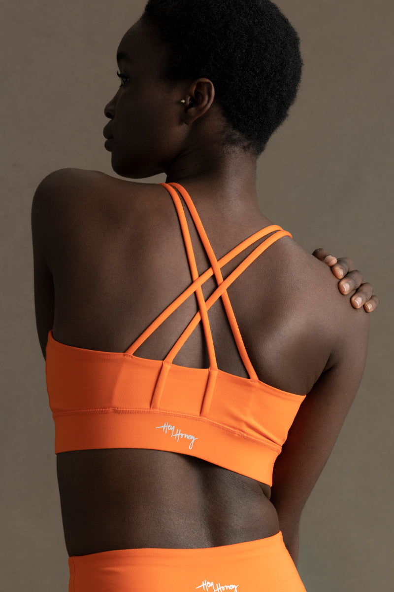 Criss-Cross Bra Orange | Hey Honey Yoga & Active Wear