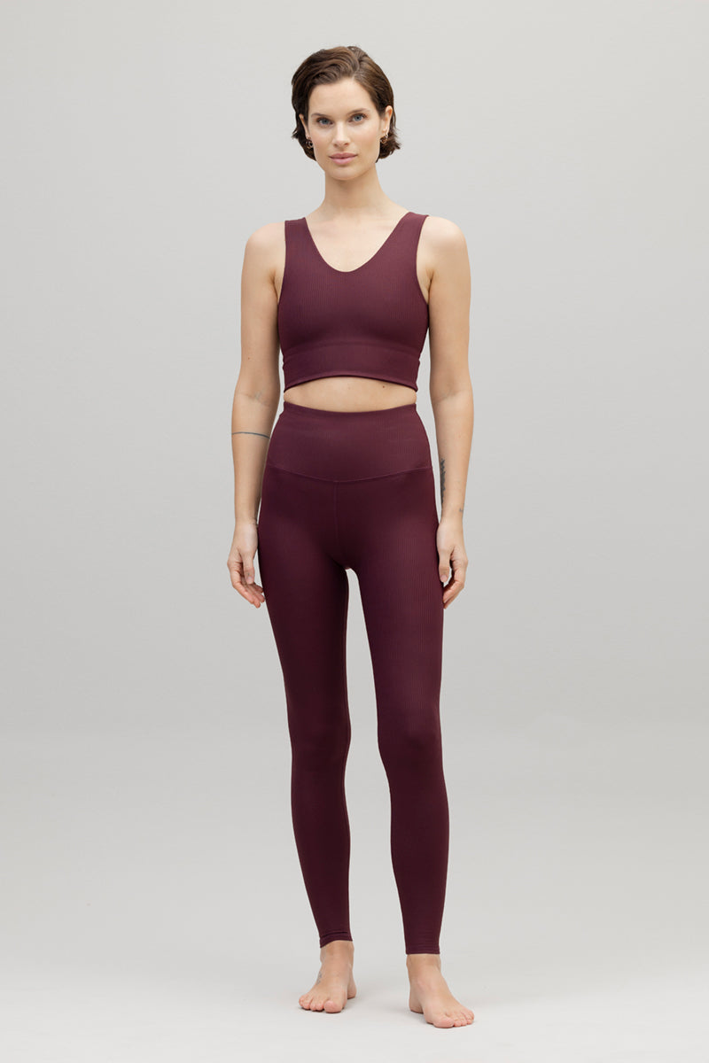 High-Waist Leggings Ribbed Wine | Hey Honey & Active Wear
