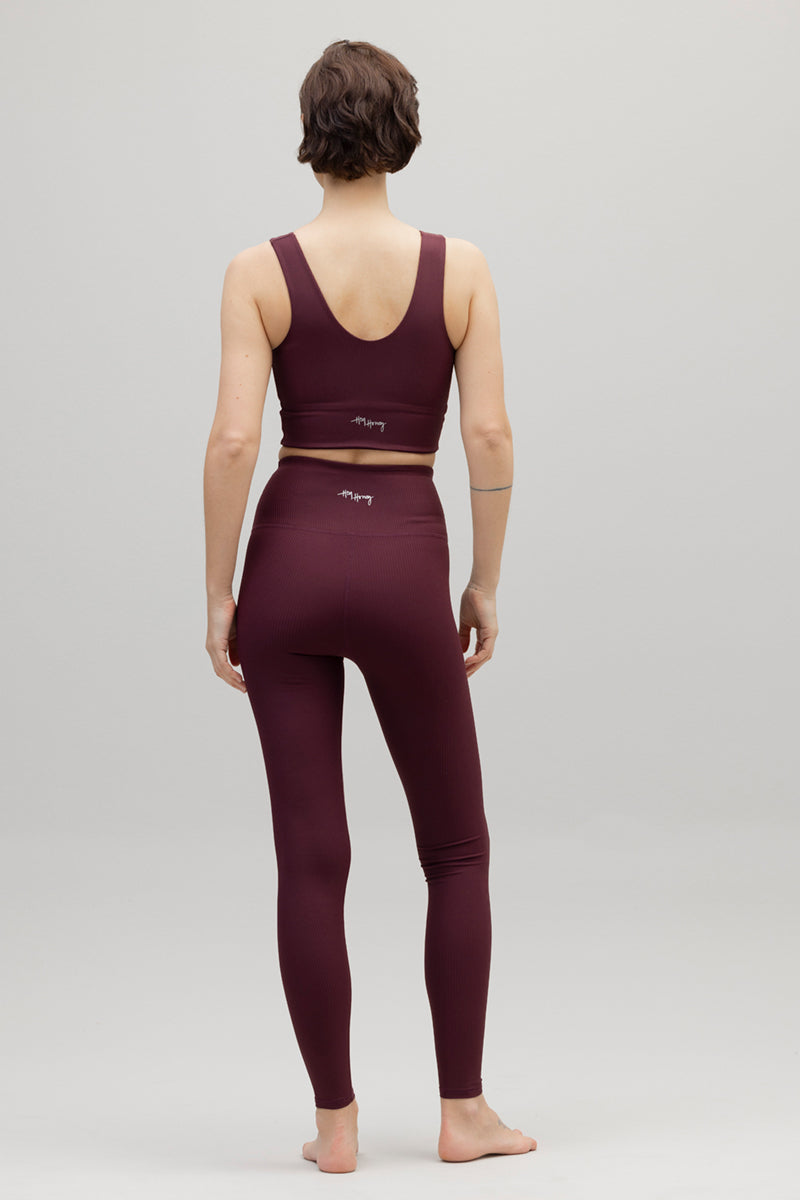 High-Waist Leggings Ribbed Wine | Hey Honey & Active Wear