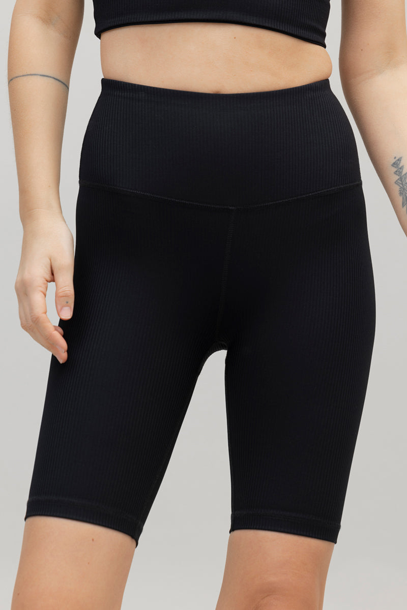 High-Waist Biker Ribbed Black | Hey Honey & Active Wear