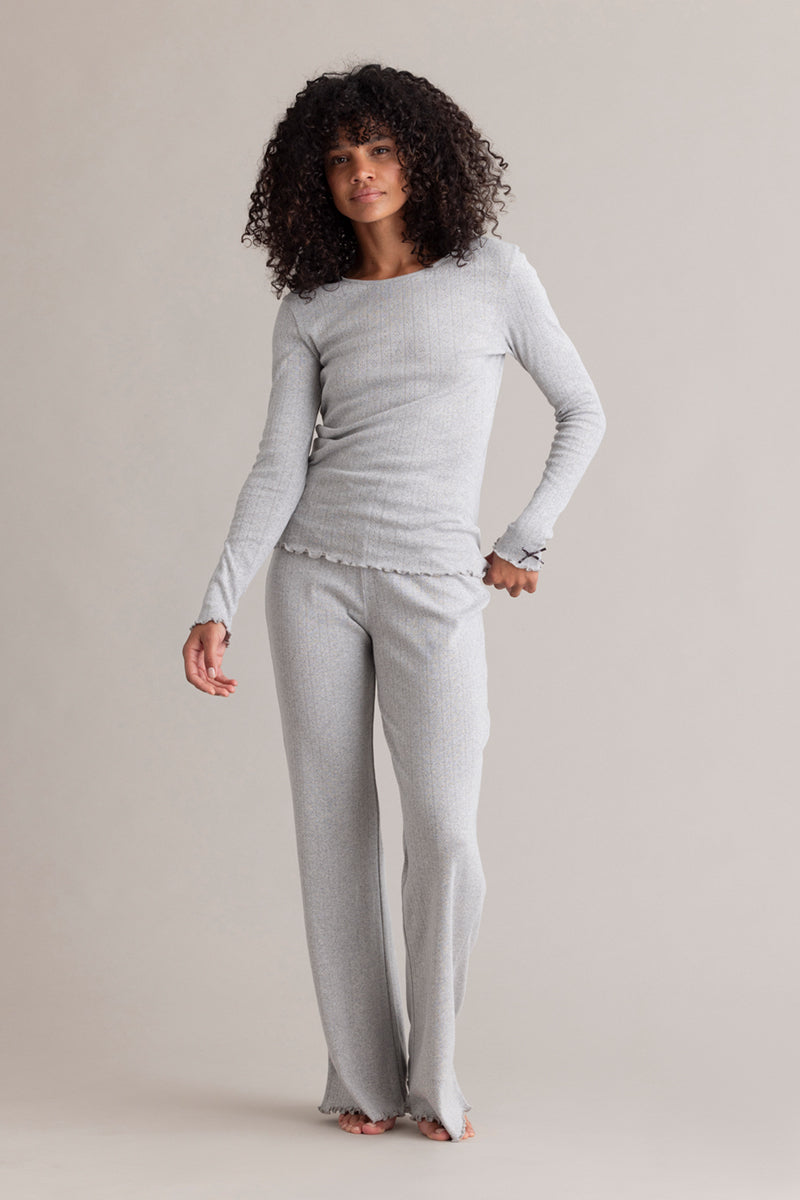 Long Pants Pointelle Grey Melange | Hey Honey & Active Wear