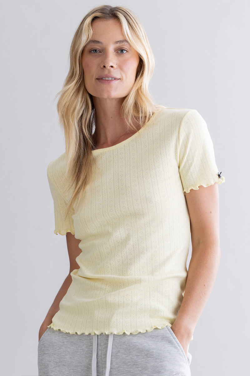 T-Shirt Pointelle Pastel Yellow | Hey Honey & Active Wear