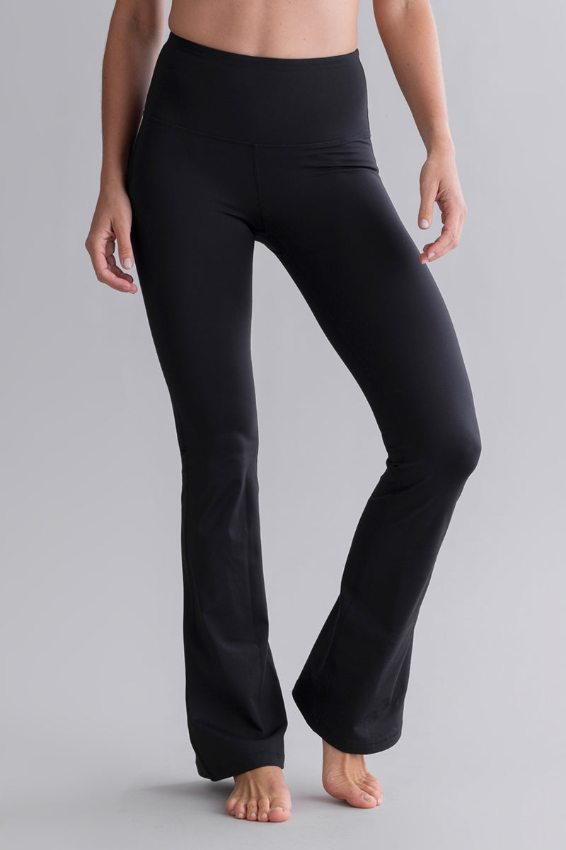 High-Waist Flared Leggings Cotton Touch Black